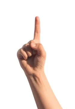 Index finger pointing up, kids pointer, childs forefinger showing, isolated o Stock Photos