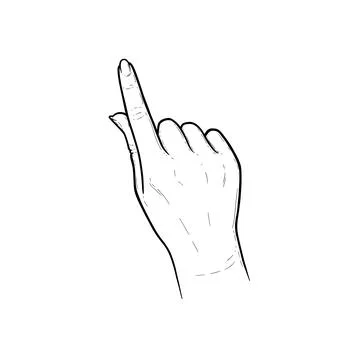 Index finger pointing on something. Tap, swipe or slide finger gestures for Illustrazione stock