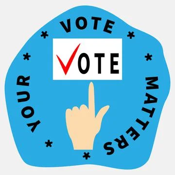 Index finger points to white sheet with text VOTE Stock Illustration