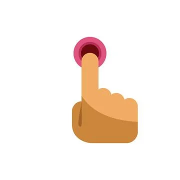 Index finger pressing pink button, touching virtual icon イラスト素材