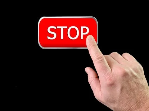 The index finger pushes the button from the inside. Finger touch to switch in Stock Photos