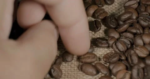 Index finger selecting cofee beans Vidéo 232268970