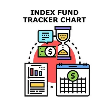 Index fund tracker chart analyzing investment growth over time Stock Illustration
