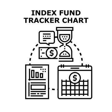 Index fund tracker chart analyzing investment growth over time Stock Illustration