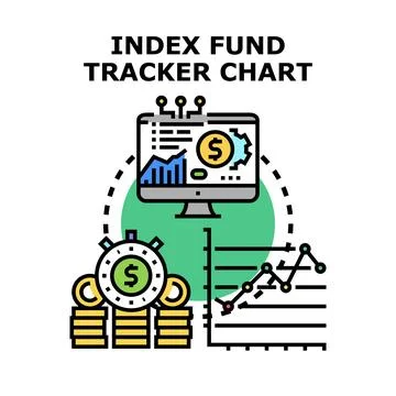 Index fund tracker chart concept for financial monitoring Stock Illustration