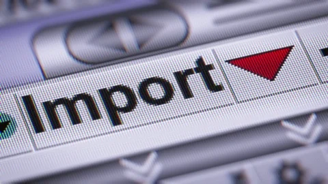 Index of Import on the screen. Down. Looping. Stock Footage