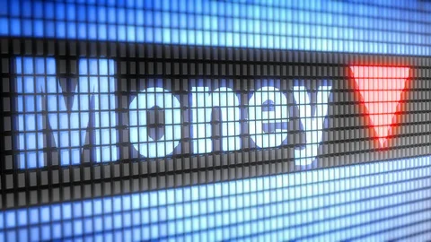 Index of Money on the screen. Down. 4K resolution. Looping. Stock Footage 88640661
