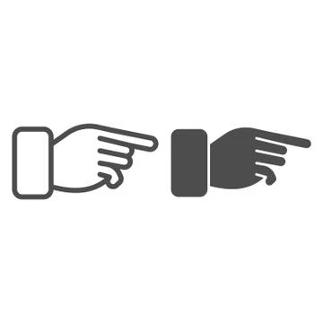 Index pointer line and solid icon. Judgment forefinger, hand with pointing main Illustrazione stock