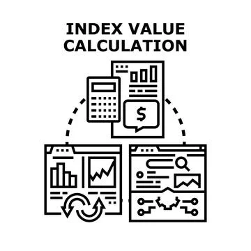 Index value calculation with data analysis process Stock Illustration