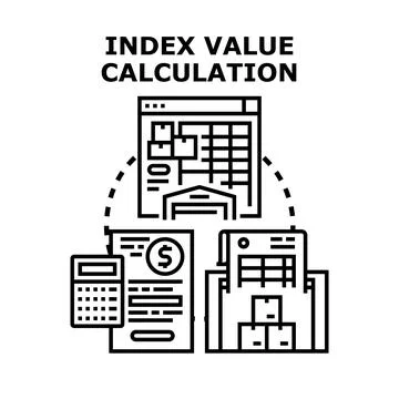 Index value calculation, financial analysis, accounting data Stock Illustration