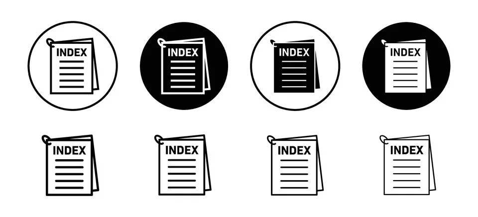 Index vector icon set collection. Index Outline flat Icon. Stock Illustration