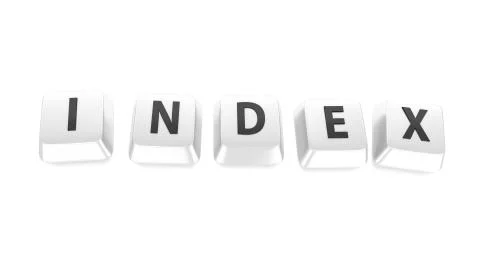 Index written in black on white computer keys. 3d illustration. isolated back Stock Illustration