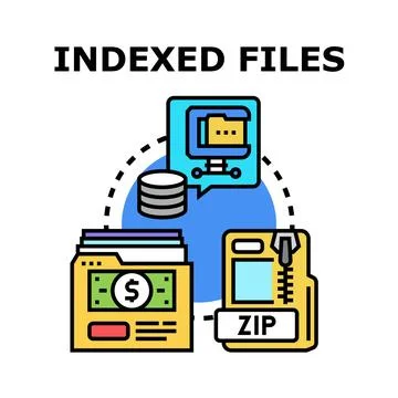 Indexed files concept for digital data organization Illustrazione stock