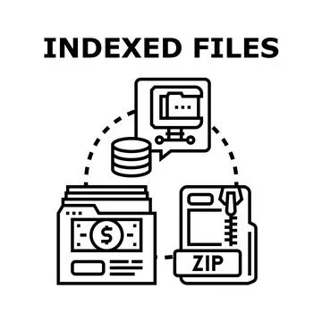 Indexed files concept for digital data organization Illustrazione stock