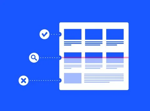 Indexing and crawling a web page by search engine crawler robot. Indexed or non Stock Illustration