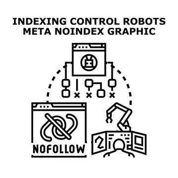 Indexing control robots meta noindex concept Illustrazione stock