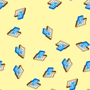 Indexing data database isometric icon seamless pattern Stock Illustration