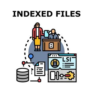 Indexing files for database information and document storage Stock Illustration