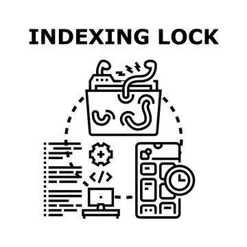 Indexing lock concept blocking data synchronization process Stock Illustration