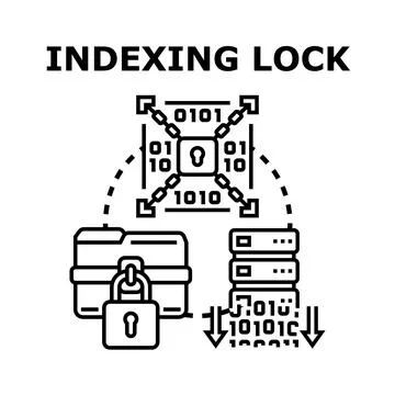 Indexing lock concept securing digital data access Stock Illustration