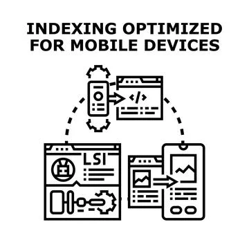 Indexing process for mobile search engine optimization Stock Illustration