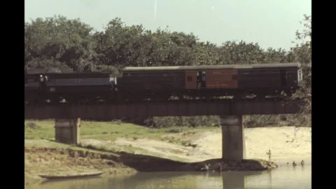 India 1970s, Movement view of train during daytime Stock Footage 240377766