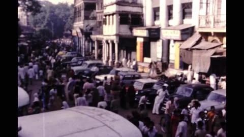 India 1970s, Street view with car parkin... | Stock Video | Pond5