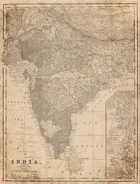 India  19th Century Map Stock Illustration
