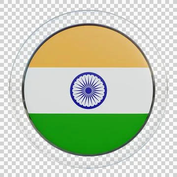 India 3d illustration flag on pole. Wood flagpole Illustration