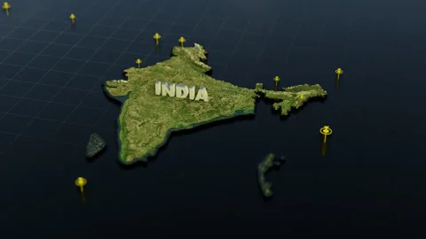 India 3D Map With Animation Video stock 306424680