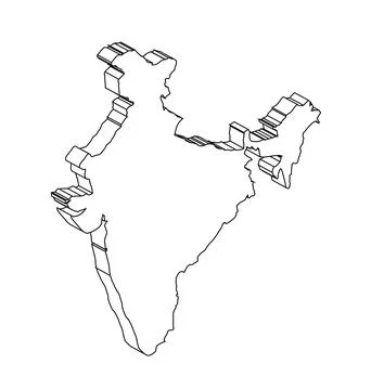 India 3D Map Stock Illustration