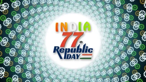 India 77th Republic Day Animated Visual with Glowing Tricolor Text and Fest.. Stock Footage 325643186