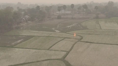 India agricultural fields, 4k aerial ungraded/flat Stock Footage 107798853