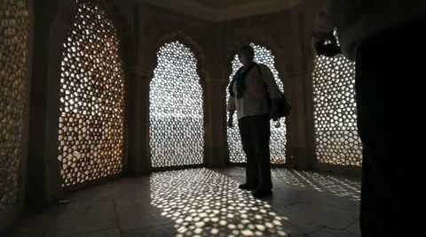 India Amber Fort windows Stock Footage 24636620