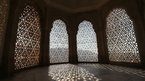 India Amber Fort windows Stock Footage 24636672