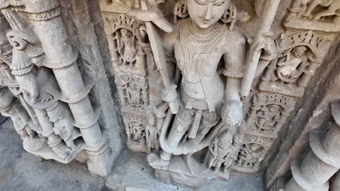 India. An ancient temple with unique stone carvings Stock Footage 310491412