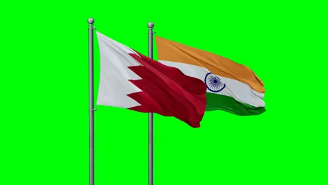 India and Bahrain two flags Stock Footage 292830334