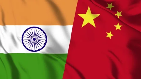 India and China Flag waving in loop and ... | Stock Video | Pond5