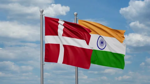 India and Denmark two flags Stock Footage 268846803
