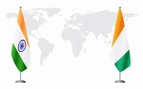 India and Ivory Coast flags for official meeting Stock Illustration