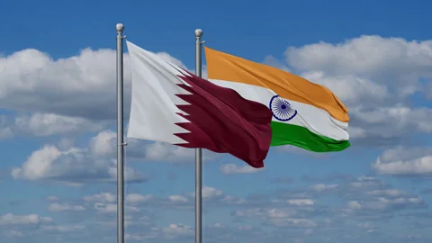 India and Qatar two flags Stock-Footage 281652726