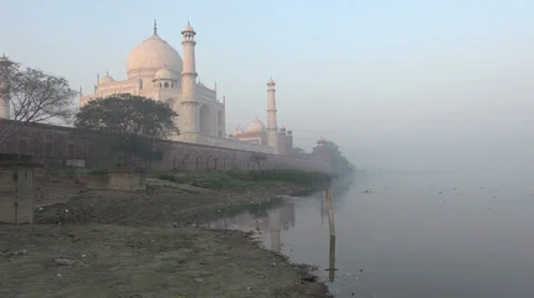 India and the river at dawn Stock Footage 24651754