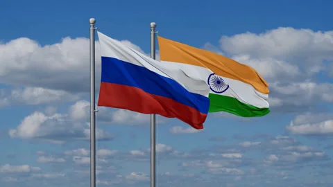India and Russia two flags Vídeos de archivo 279707385