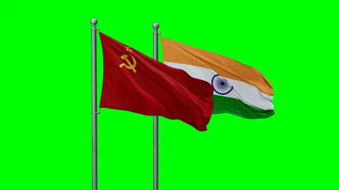 India and Soviet Union two flags Stock Footage 290065864