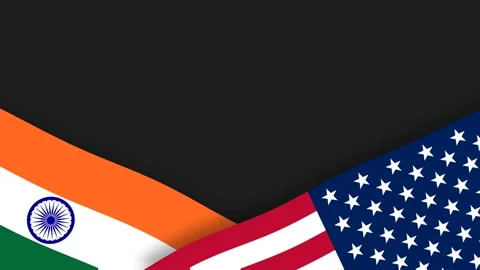 India and United States Flags on Dark Background Representing Bilateral Rel.. Stock Footage 344130426