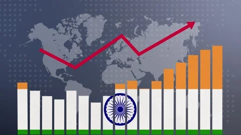 India bar chart graph with ups and downs, increasing values, concept of eco.. Stock Footage 276849642