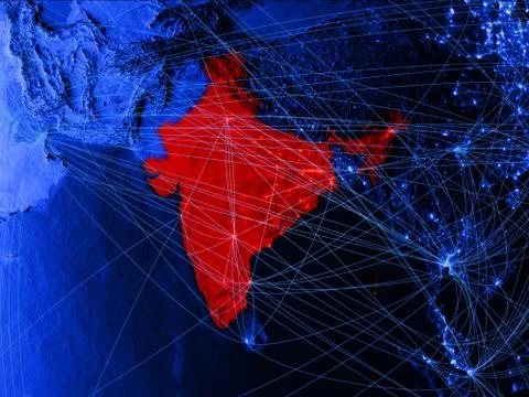 India on blue blue digital map Stock Illustration