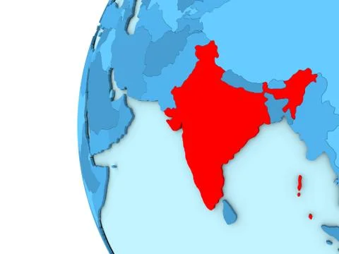 India on blue globe Stock Illustration