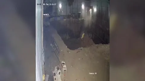 India: Car loses control during test drive, vehicle drops into 20-foot-de... Video stock 330644824