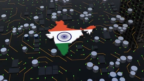 India chipset on a circuit board Animation Stock Footage 309340901